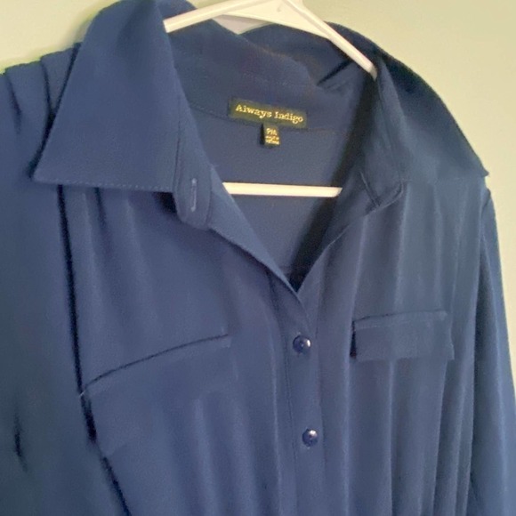 Always Indigo Navy Blue Shirt Dress PM - Picture 3 of 6